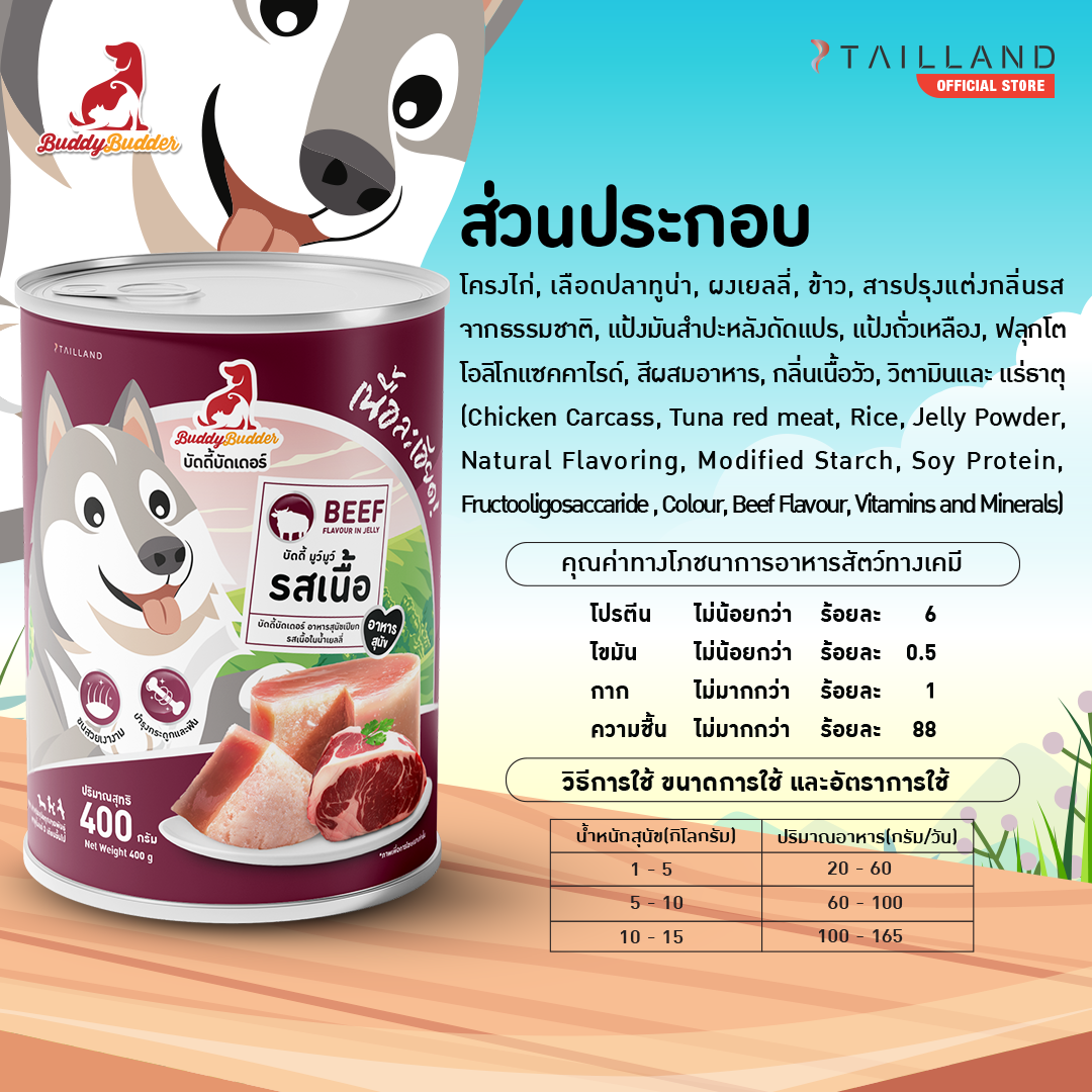 อาหารเปียกสุนัข BUDDYBUDDER คละสูตร 400 กรัม X4